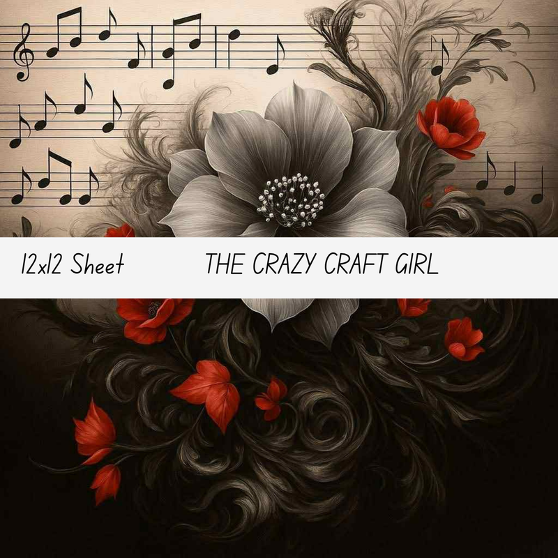 Floral Music Notes Vinyl Sheets