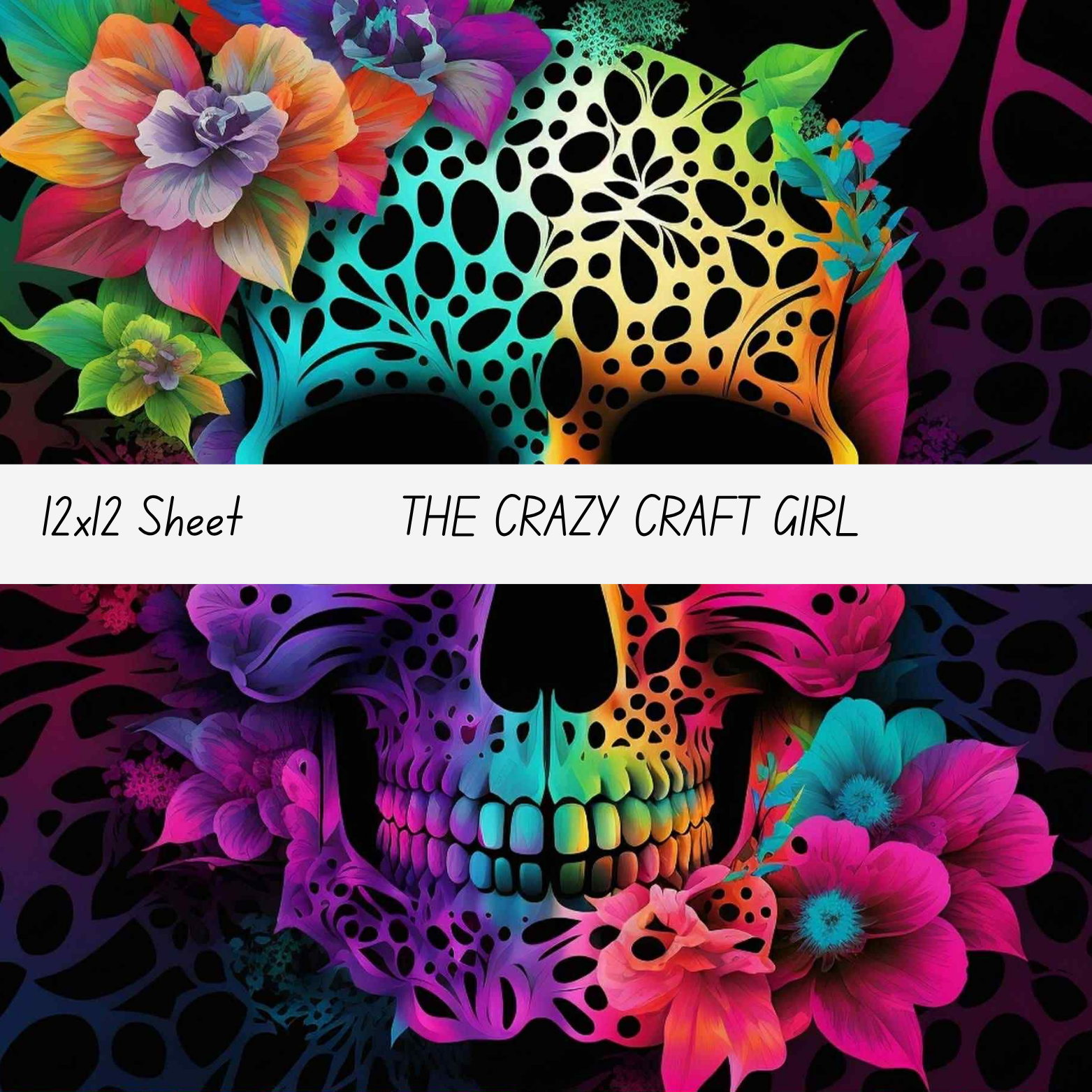 Leopard Skull Neon Floral Vinyl Sheets