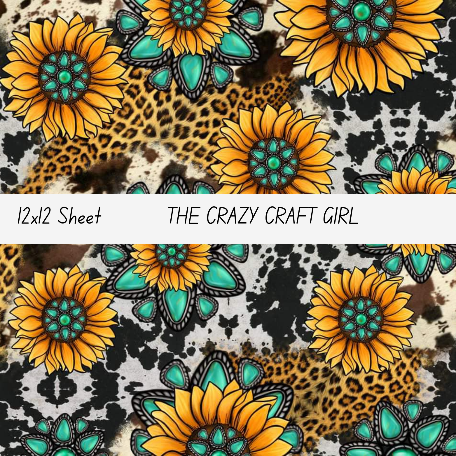 Cow and Cheetah with Sunflowers Vinyl Sheets