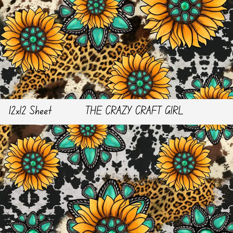 Cow and Cheetah with Sunflowers Vinyl Sheets
