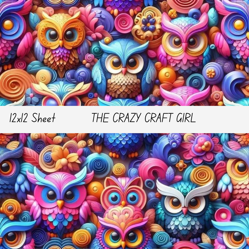 Colorful Owls Vinyl Sheets