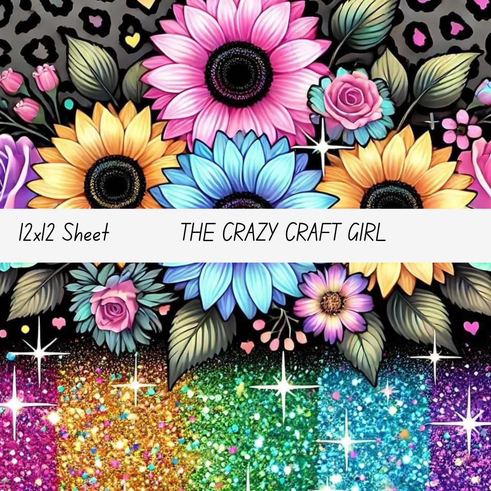 Sunflower and Cheetah with Sparkles Vinyl Sheets