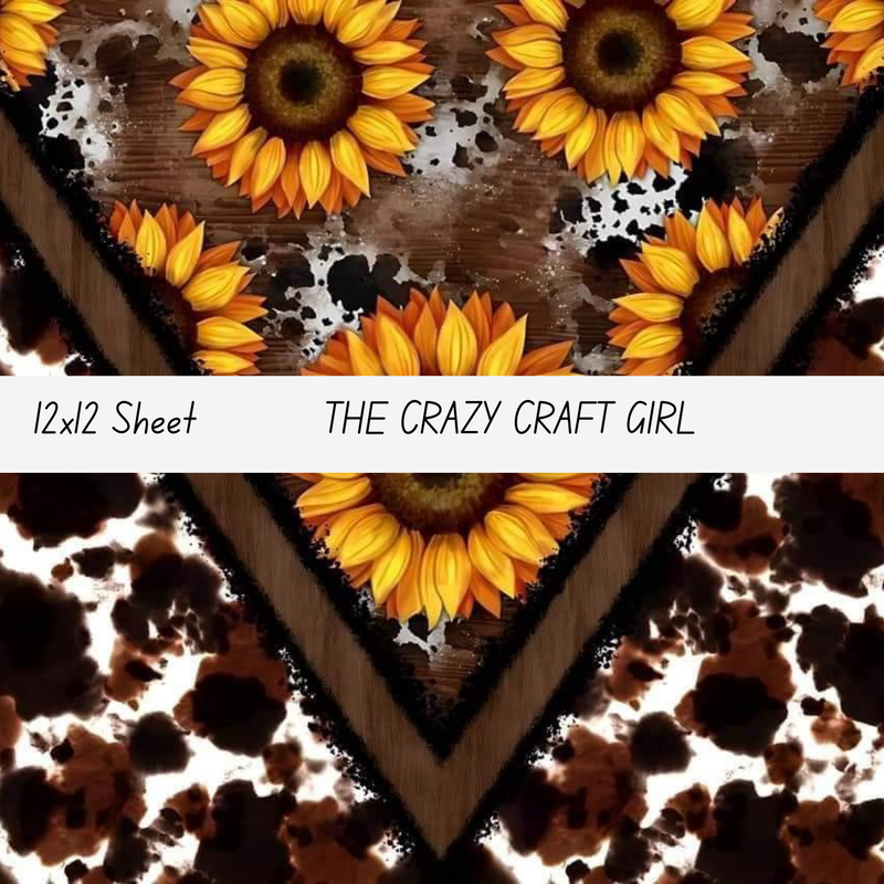 Brown Cow Theme with Sunflowers Vinyl Sheets