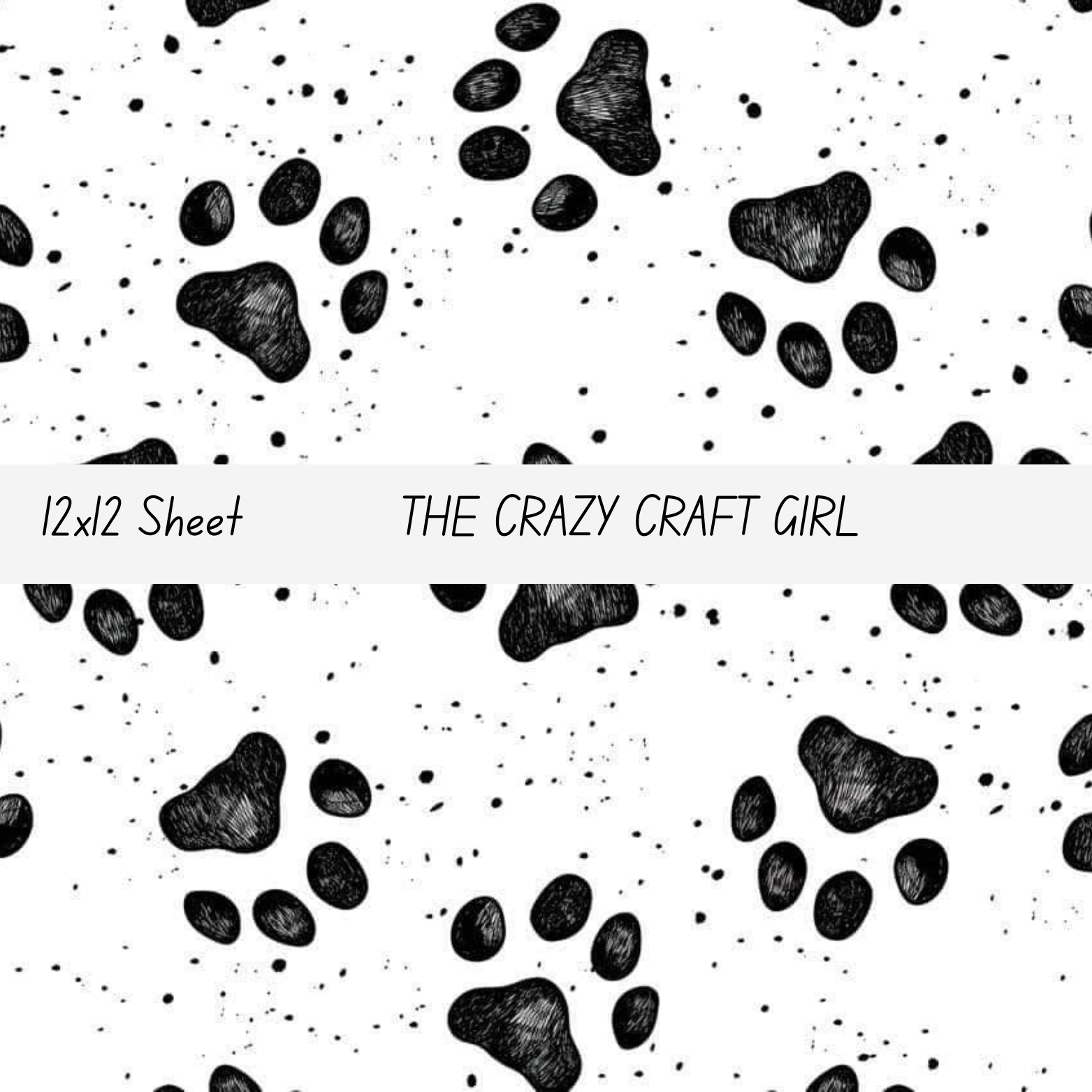 Black Paw Print Splatter Vinyl Sheets