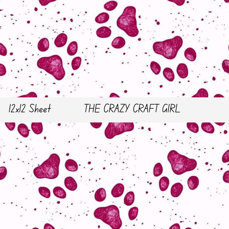 Red Paw Print Splatter Vinyl Sheets