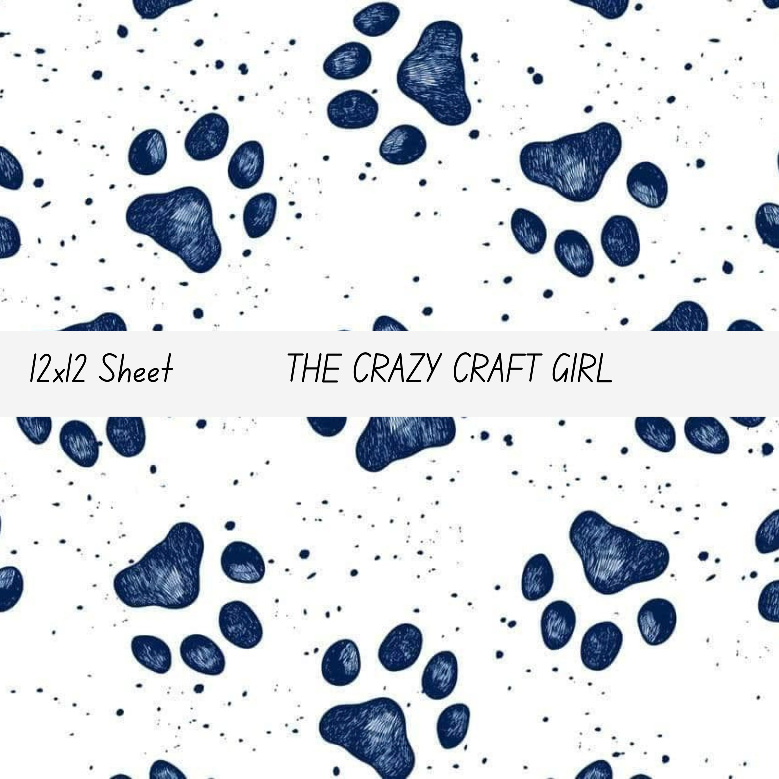 Blue Paw Print Splatter Vinyl Sheets