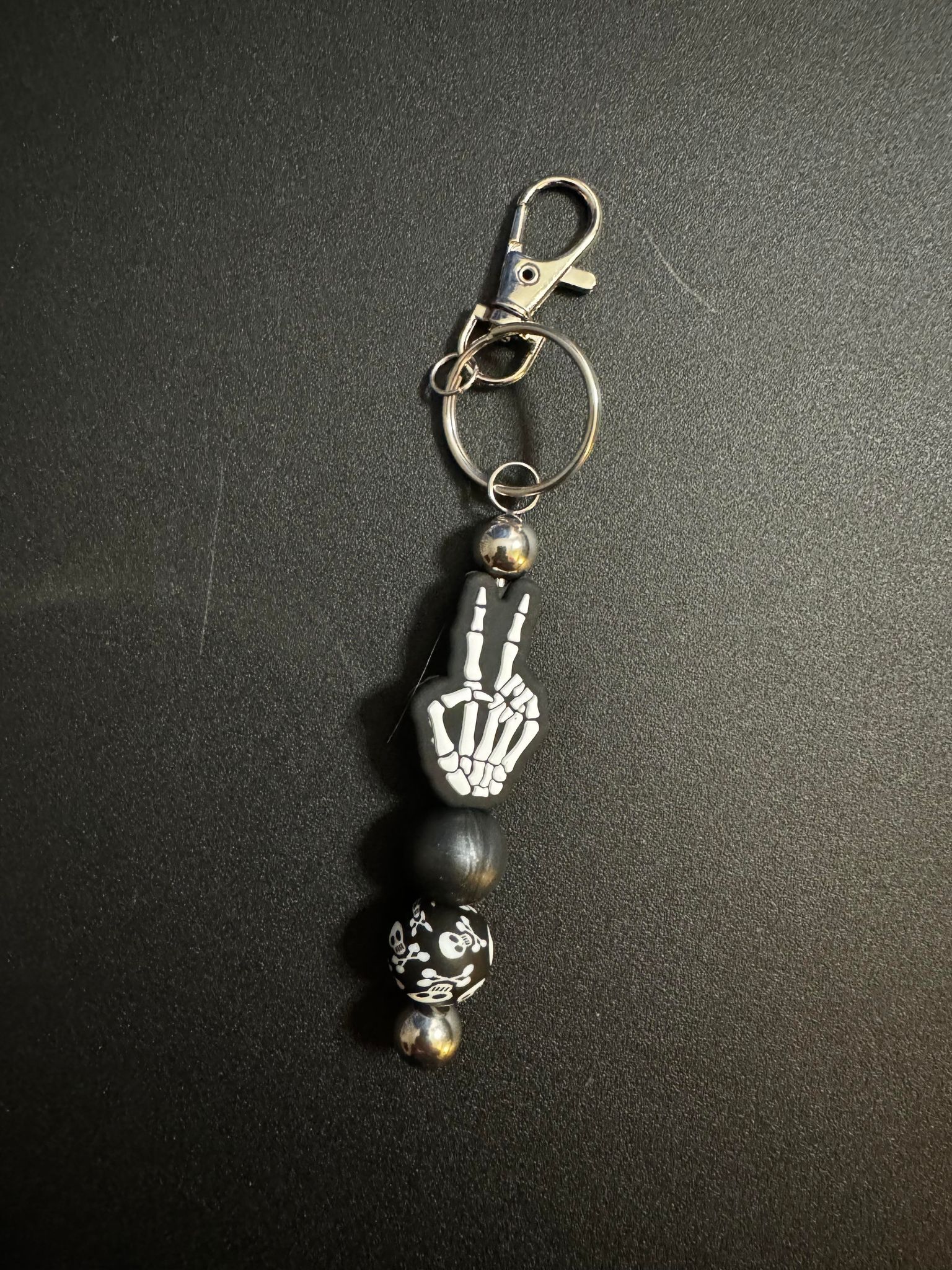Skeleton Peace Beaded Keychain