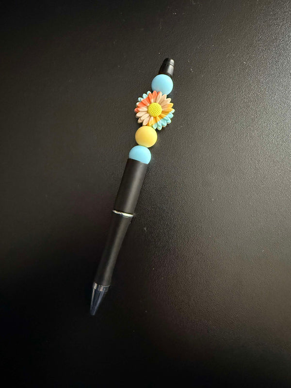 Colorful Sunflower Silicone Beaded Pen