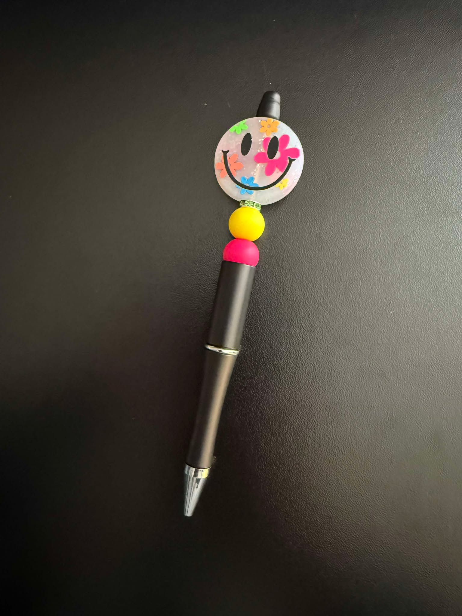 Rainbow Sparkle Smiley Face Silicone Beaded Pen