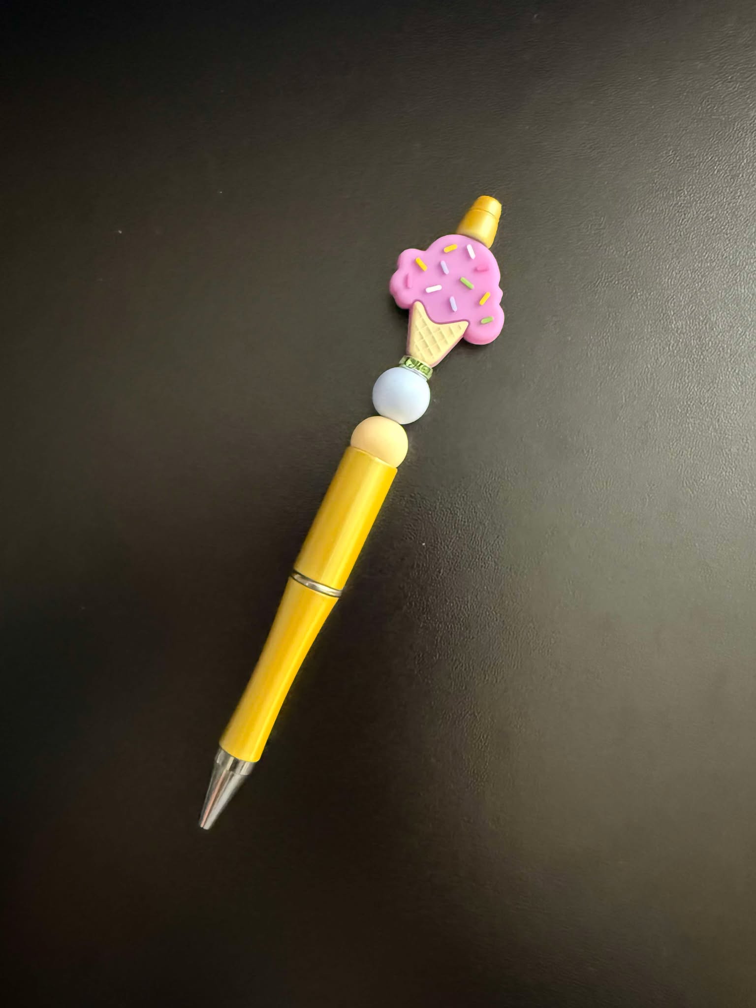 Purple Ice Cream Cone Silicone Beaded Pen