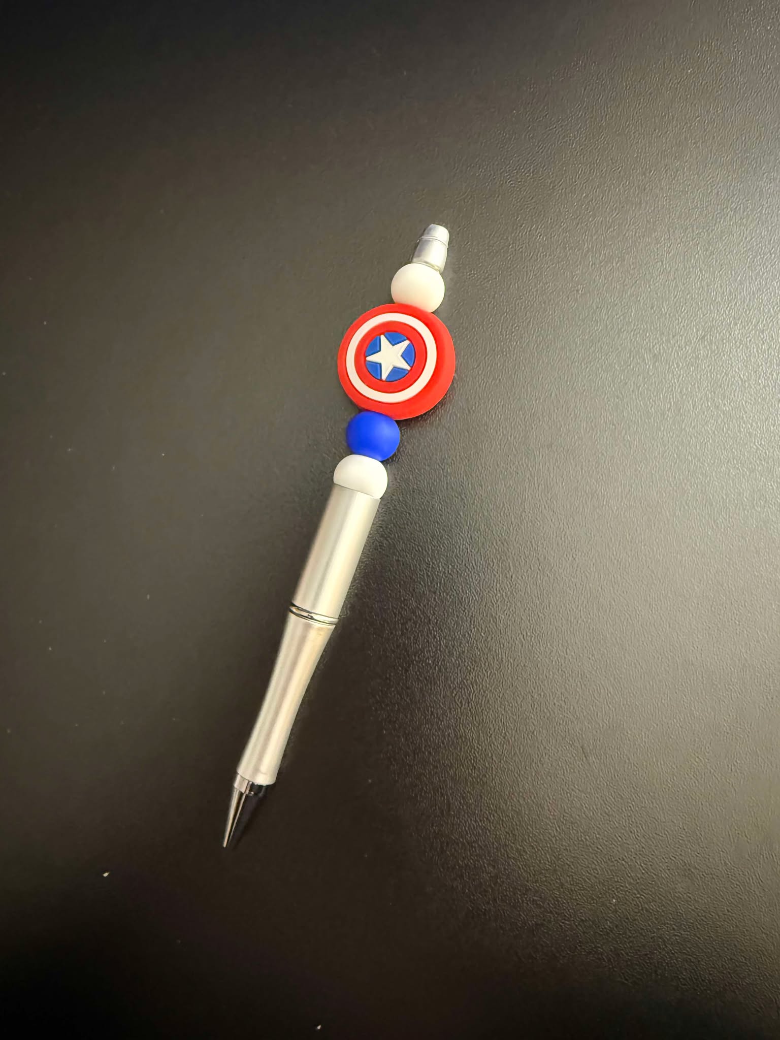 Red White Blue Shield Silicone Beaded Pen
