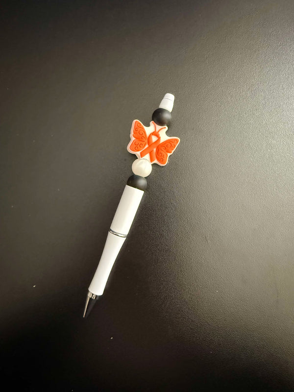 Orange Cancer Silicone Beaded Pen