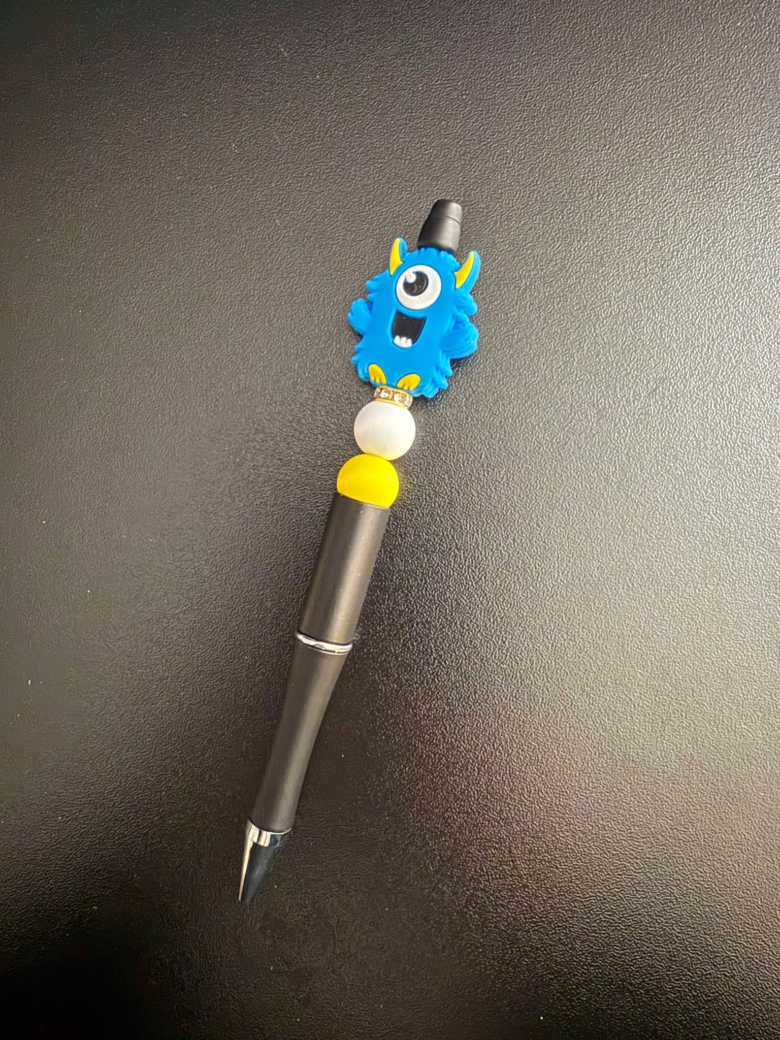 Blue Monster Silicone Beaded Pen