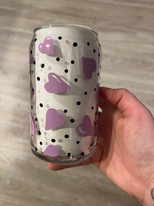 Hearts with Dots Libbey Can Glass