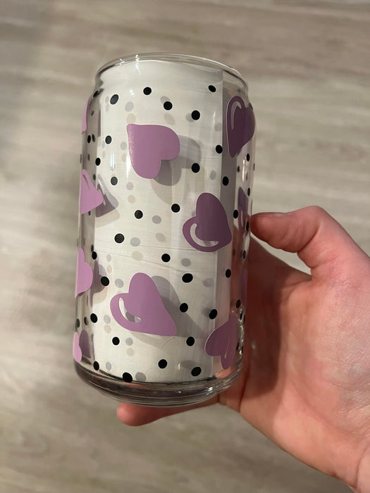 Hearts with Dots Libbey Can Glass
