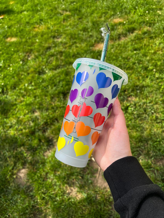 Rainbow Hearts Tumbler