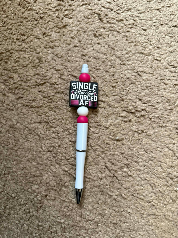 Single Married Divorced AF Beaded Pen