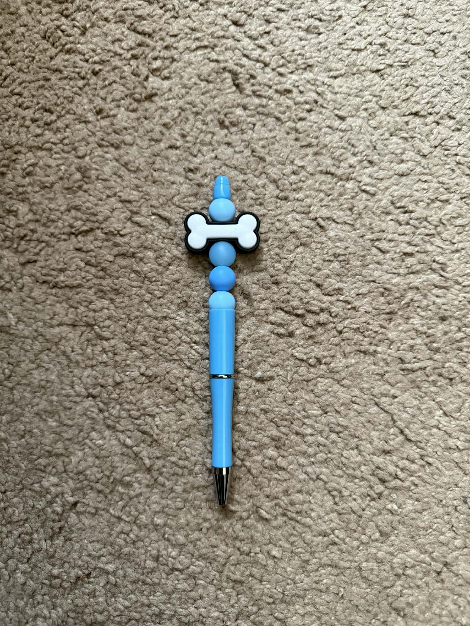 Blue Dog Bone Beaded Pen