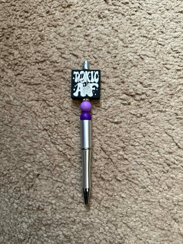 Purple Toxic AF Beaded Pen