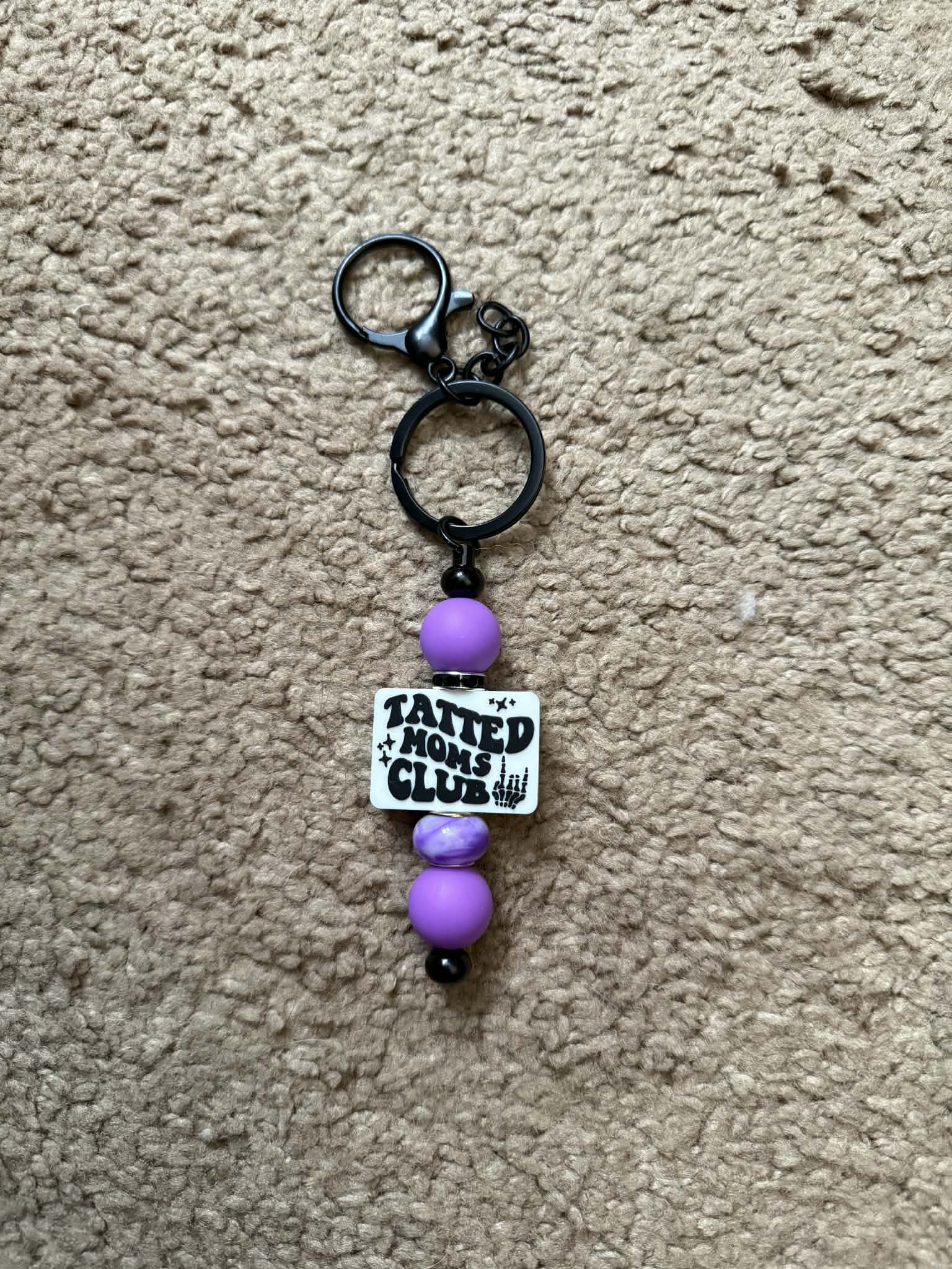 Tatted Moms Club Beaded Keychain