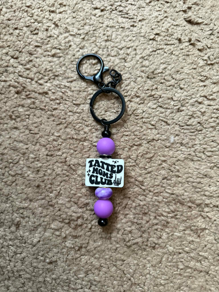 Tatted Moms Club Beaded Keychain