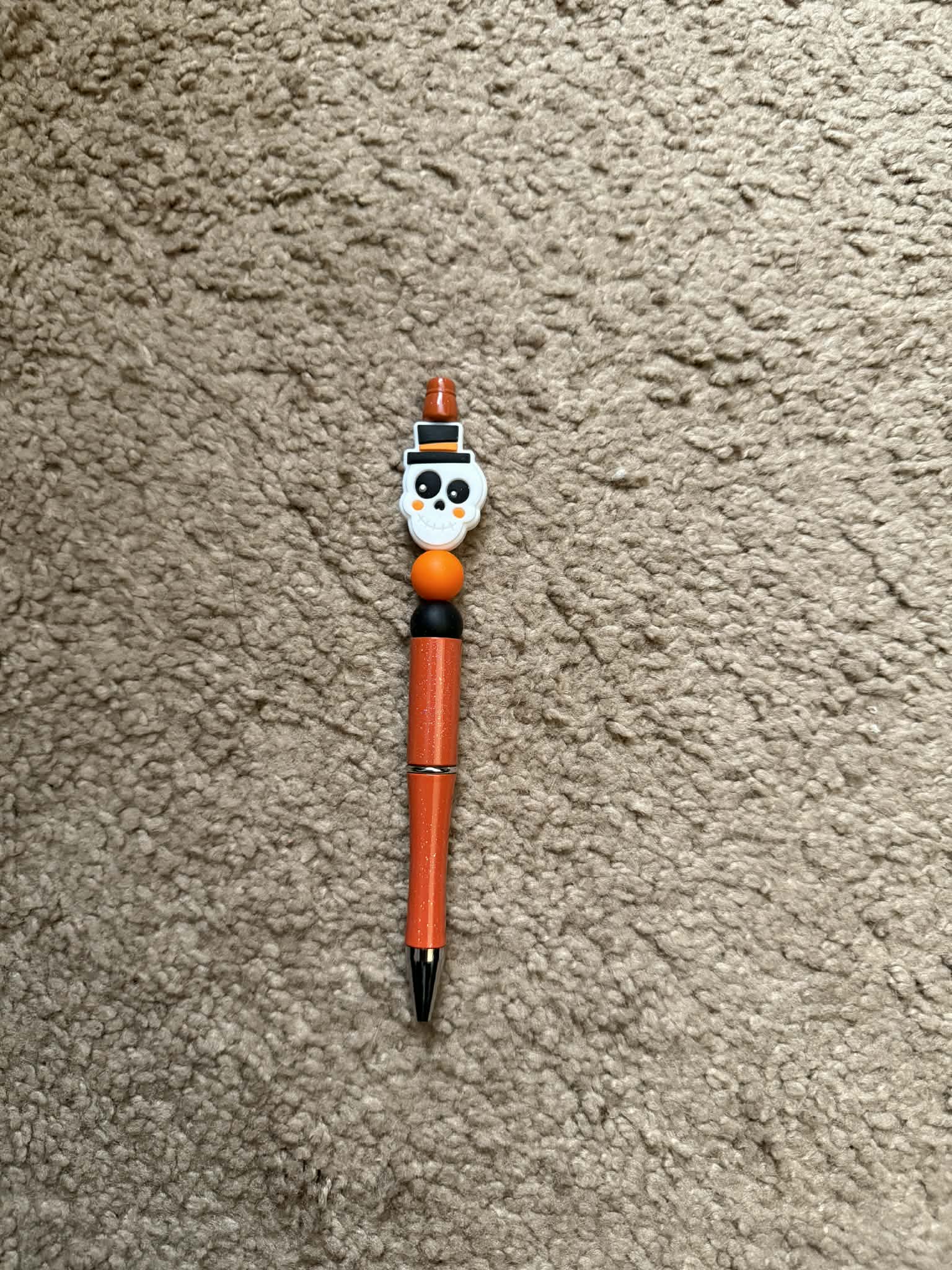 White Halloween Skull Beaded Pen