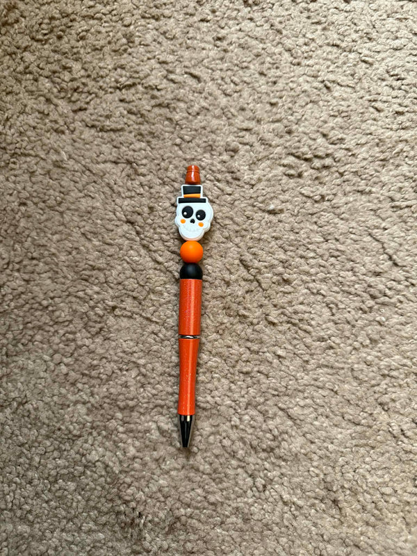 White Halloween Skull Beaded Pen