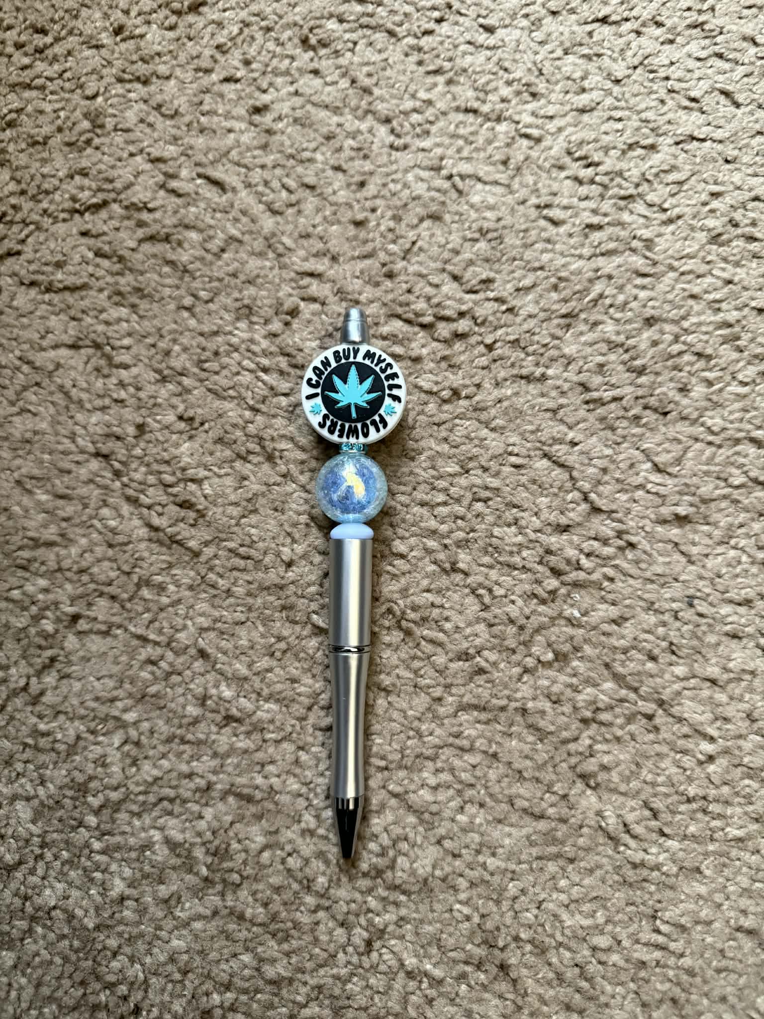 I Can Buy Myself Flowers Blue Beaded Pen