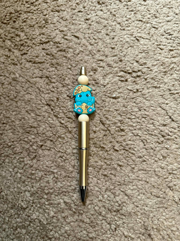 Teal Dino Egg Beaded Pen