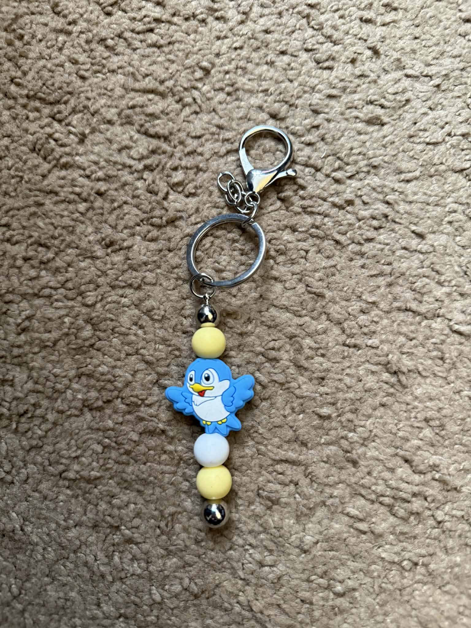 Blue Bird Beaded Keychain