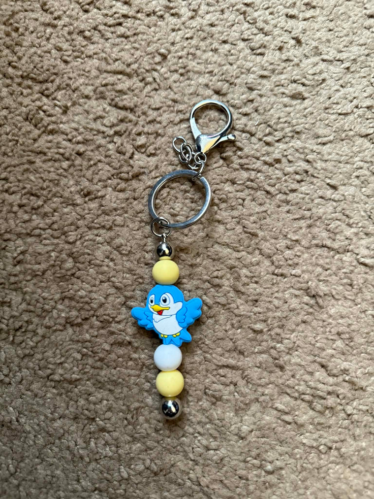 Blue Bird Beaded Keychain