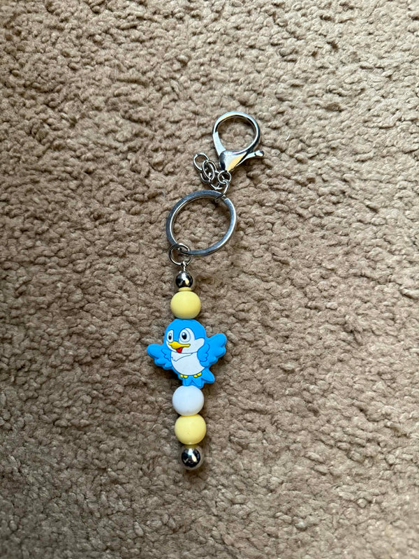Blue Bird Beaded Keychain