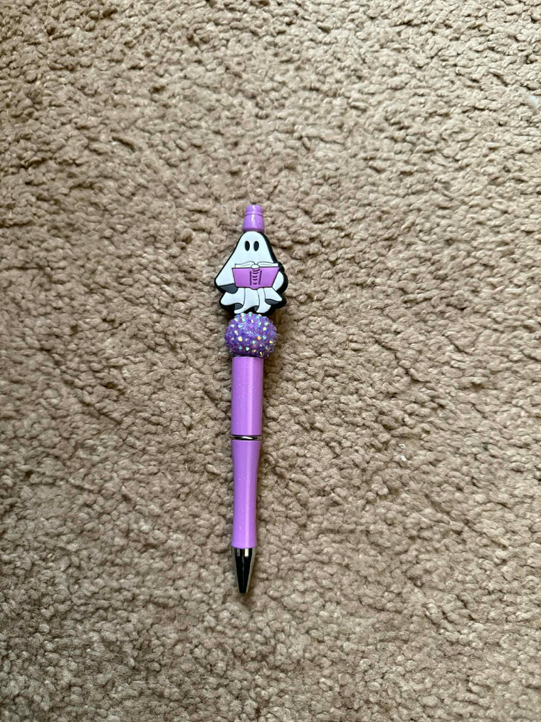 Purple Ghost Book Beaded Pen