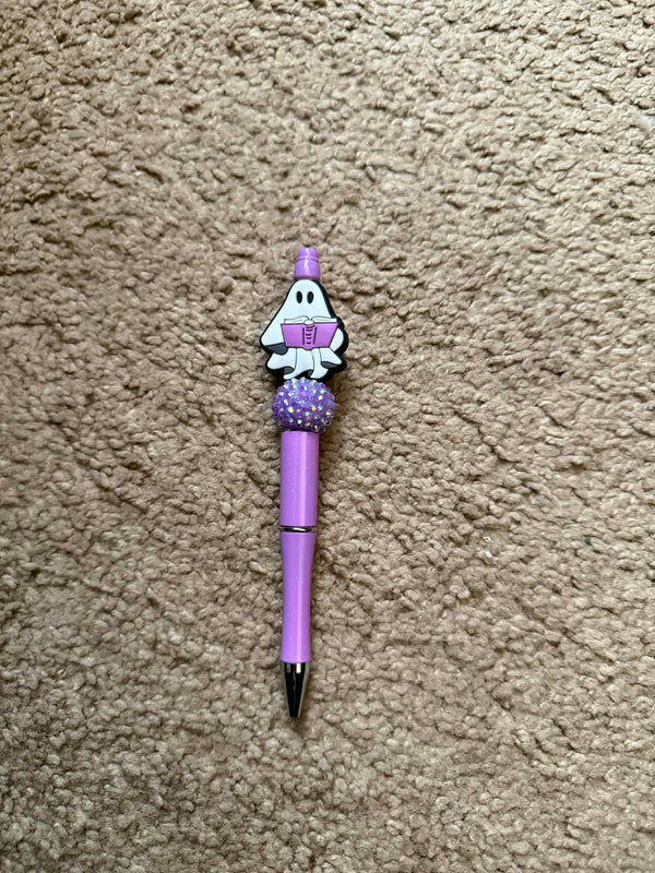 Purple Ghost Book Beaded Pen