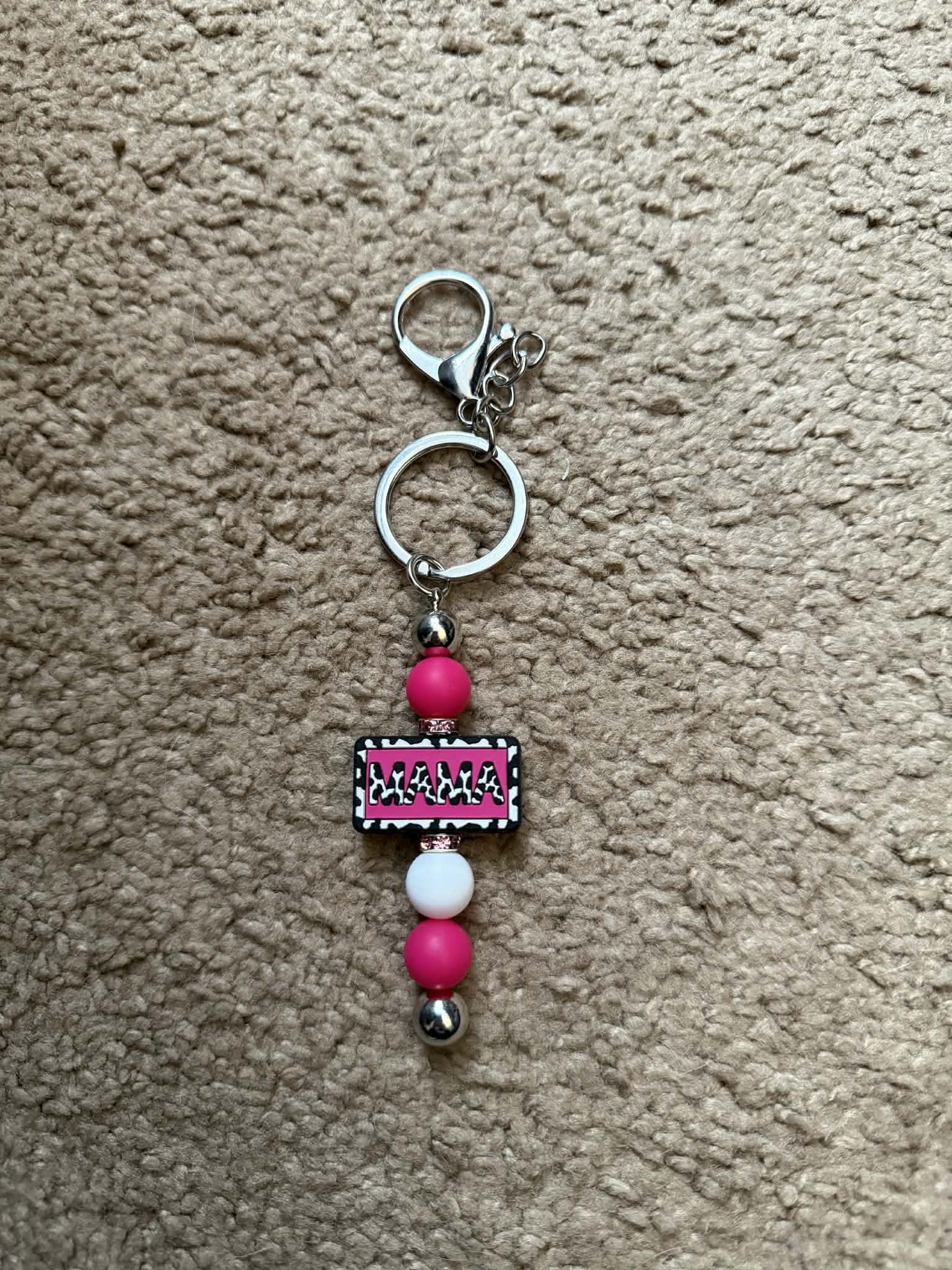 Mama Cow Theme Beaded Keychain