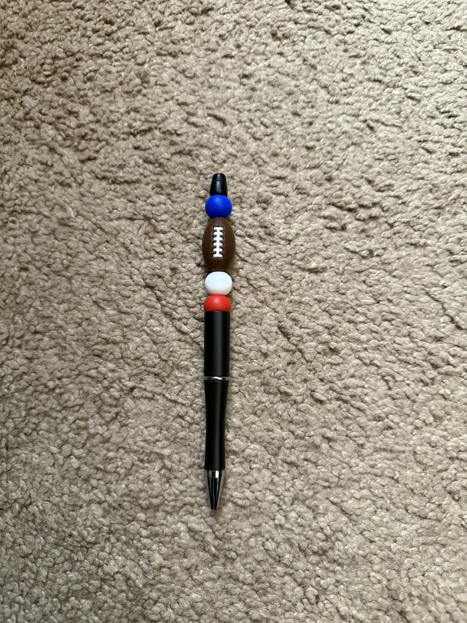 Blue Football Beaded Pen