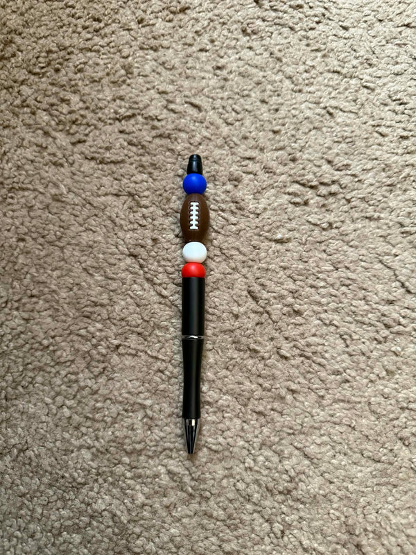 Blue Football Beaded Pen