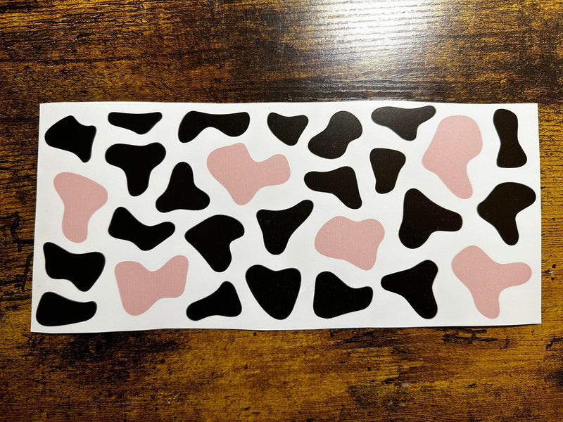 Pink and Black Cow Print Cold Cup Wrap