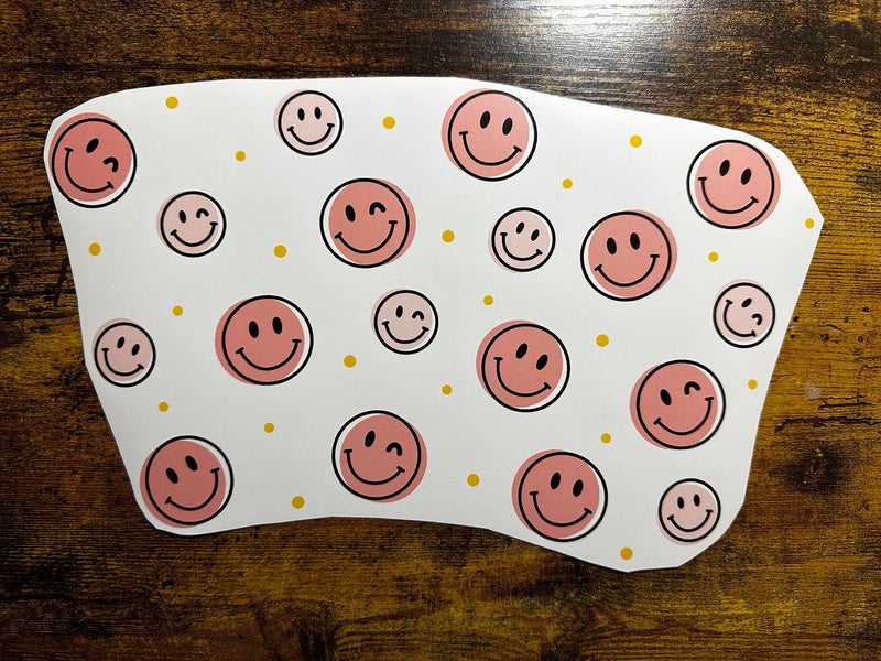 Smiley Face and Circles No Hole Cold Cup Wrap