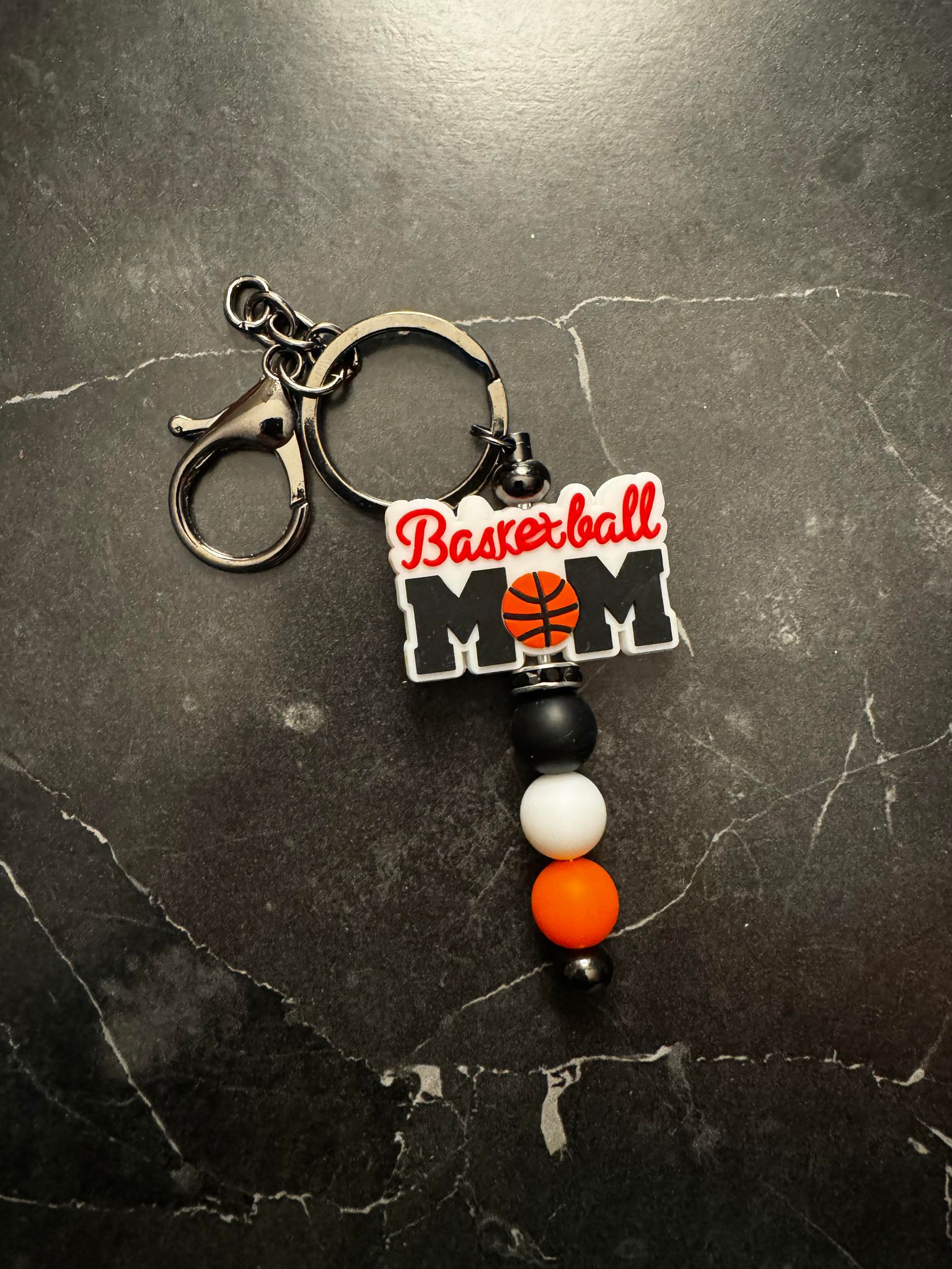 Basketball Mom Beaded Keychain