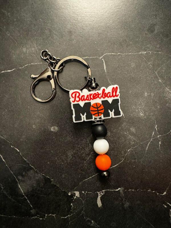 Basketball Mom Beaded Keychain