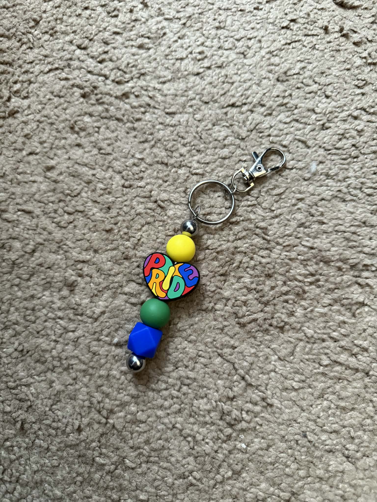 Pride Heart Beaded Keychain