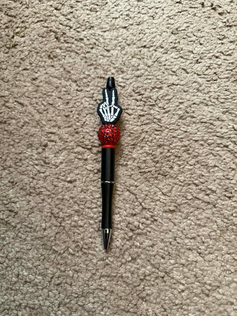 Skeleton Peace Beaded Pen
