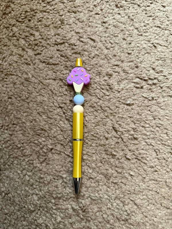 Purple Ice Cream Cone Beaded Pen