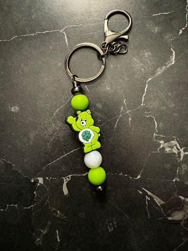 Green Bear Beaded Keychain