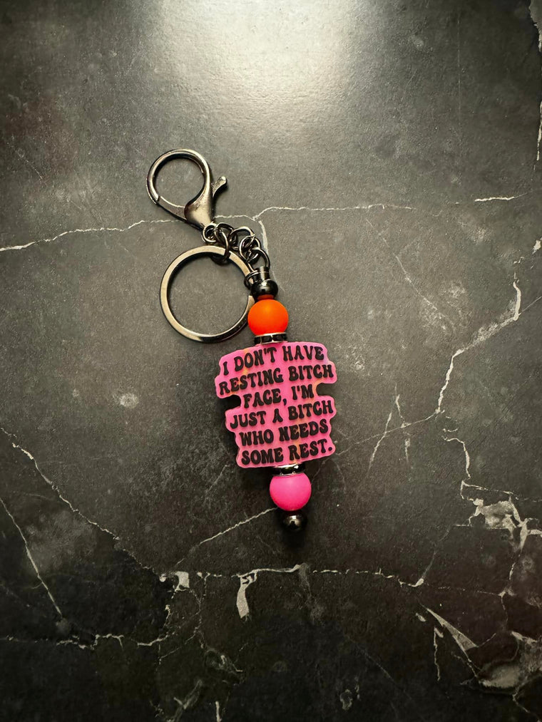 Just A B*tch Who Needs Some Rest Beaded Keychain