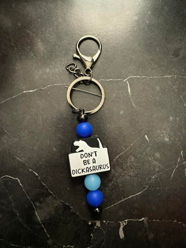 Don't Be A D*ckasaurus Beaded Keychain