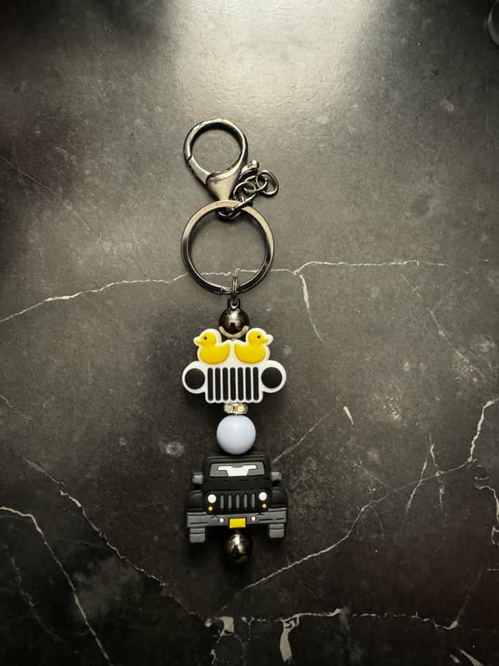 Beep and Duck Theme Beaded Keychain