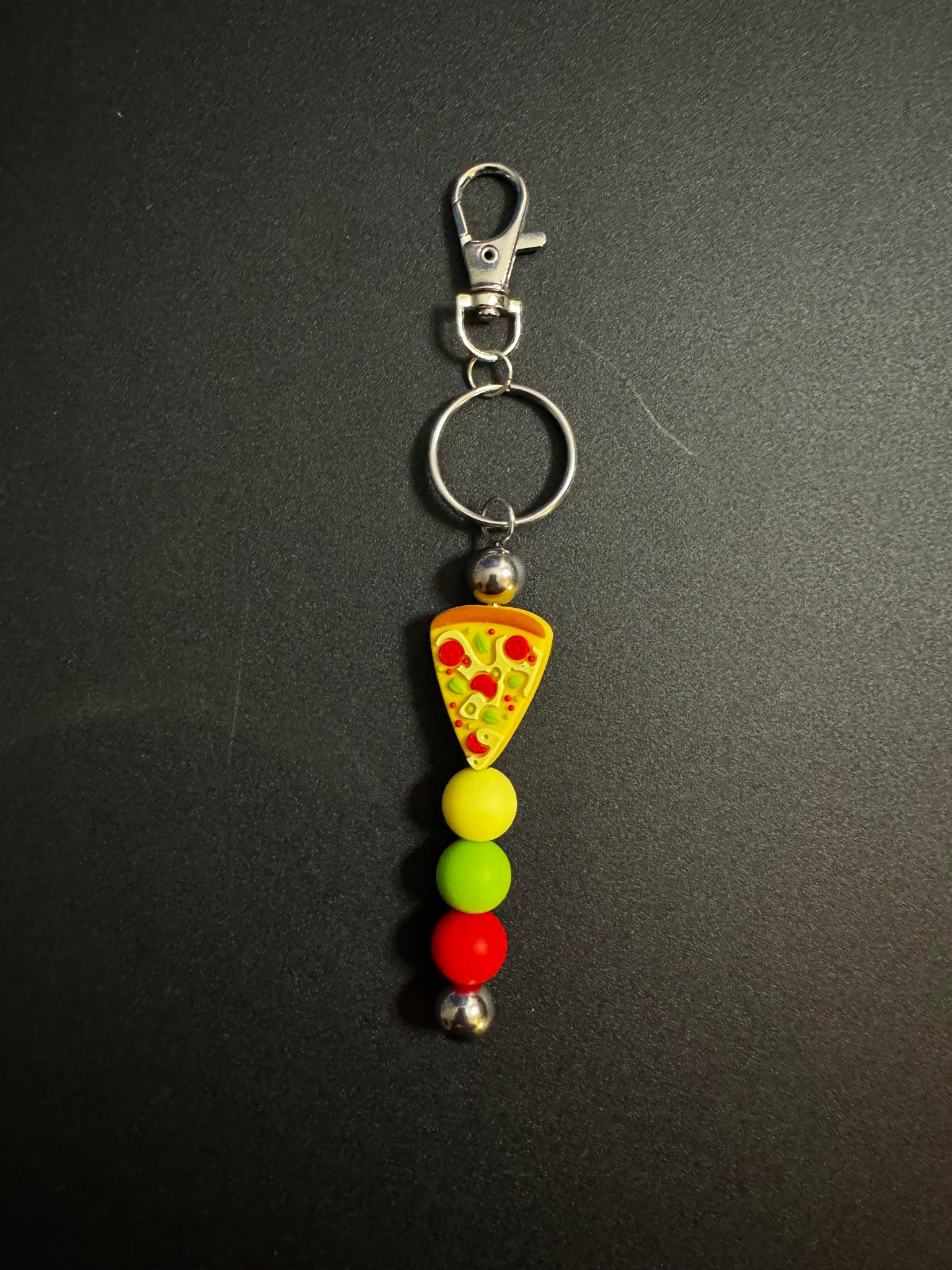 Pizza Slice Beaded Keychain