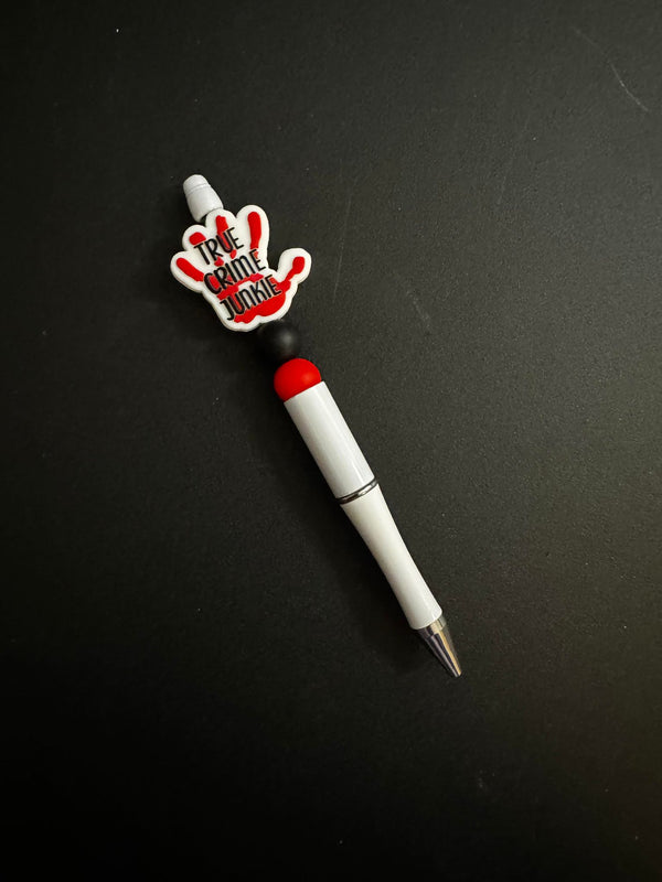 True Crime Junkie Silicone Beaded Pen